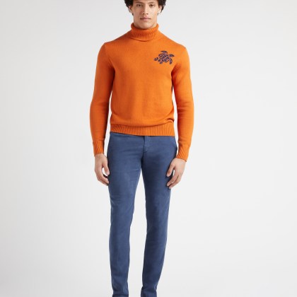 Vilebrequin - Turtle Rollkragenpullover Aus Baumwolle Und Kaschmir Für Herren - Pullover - Flegere - Marone - Größe XXXL – Bild 3