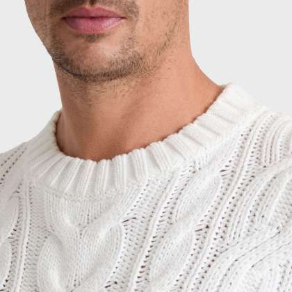 Vilebrequin - Herren Zopfmuster-baumwollpullover - Pullover - Philippe - Weiss - Größe L – Bild 5