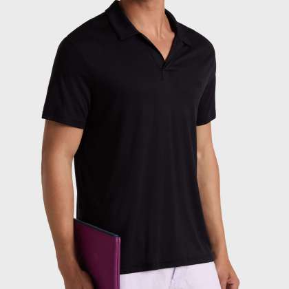 Vilebrequin - Einfarbiges Polohemd Aus Tencel Für Herren - Polohemd - Pirinol - Schwarz - Größe L – Bild 3