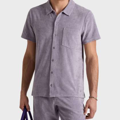 Vilebrequin - Solid Bowling-hemd Aus Frottee Für Herren - Hemd - Charli - Violett - Größe XL – Bild 3