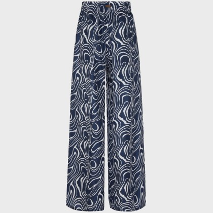 Vilebrequin - Waves Seidenhose Mit Weitem Bein Für Damen - Hose - Line - Blau - Größe L – Bild 2