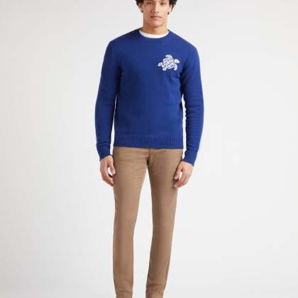 Vilebrequin - Turtle Rundhalspullover Aus Baumwolle Und Kaschmir Für Herren - Pullover - Rayol - Blau - Größe XXL – Bild 3