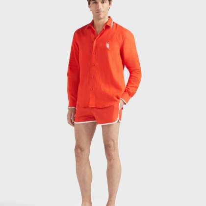 Vilebrequin - Ultraleichte Kurze Vbq Line Badeshorts Für Herren - Bademode - Meno - Rot - Größe XL – Bild 5