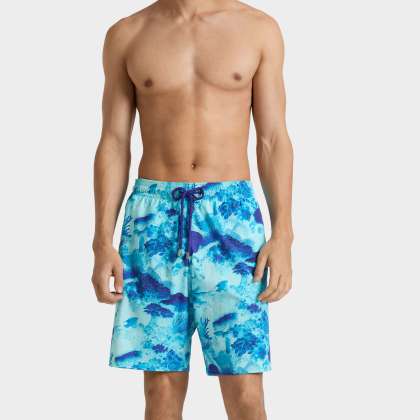 Vilebrequin - Lange Coral Reef Stretch-badeshorts Für Herren - Bademode - Okorise - Blau - Größe XXXL – Bild 3