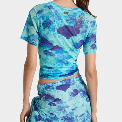 Vilebrequin - Coral Reef T-shirt Mit Tüll Für Damen - T-shirt - Lillie - Blau - Größe XS – Bild 4
