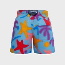 Vilebrequin - Spray Paint Stretch-badeshorts Für Jungen - Vbq X Palm Angels - Bademode - Jirise - Blau - Größe 2
