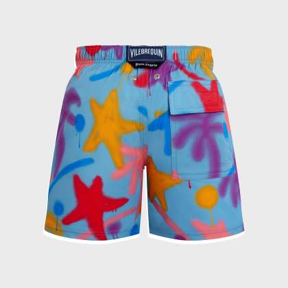 Vilebrequin - Spray Paint Stretch-badeshorts Für Jungen - Vbq X Palm Angels - Bademode - Jirise - Blau - Größe 6 – Bild 2