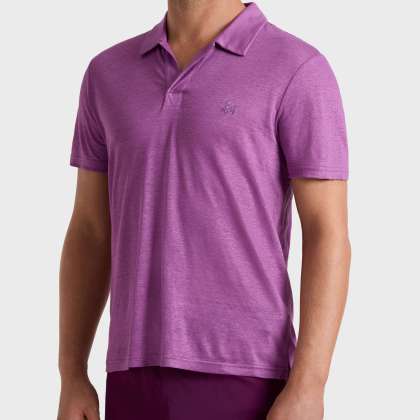 Vilebrequin - Einfarbiges Polohemd Aus Leinenjersey Für Herren - Polohemd - Pyramid - Violett - Größe L – Bild 3