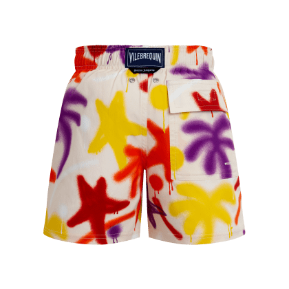 Vilebrequin - Spray Paint Stretch-badeshorts Für Jungen - Vbq X Palm Angels - Bademode - Jirise - Rosa - Größe 2 – Bild 2