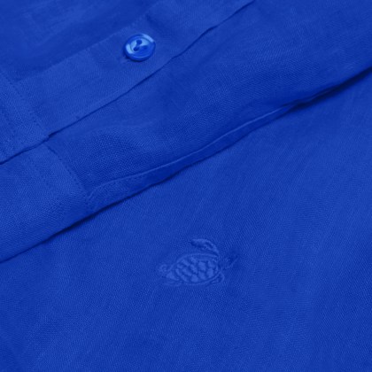 Vilebrequin - Einfarbiges Hemd Aus Leinen Für Herren - Hemd - Caroubis - Blau - Größe XL – Bild 5