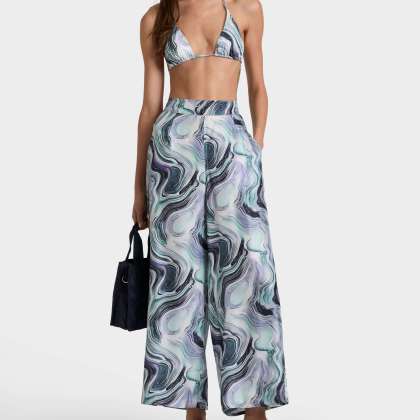 Vilebrequin - Marble Seidenhose Mit Weitem Bein Für Damen - Hose - Ling - Weiss - Größe XS – Bild 3