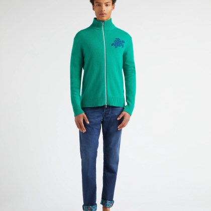 Vilebrequin - Turtle Pulloverjacke Aus Kaschmir Und Wolle Für Herren - Pullover - Juan - Grün - Größe XXXL – Bild 3