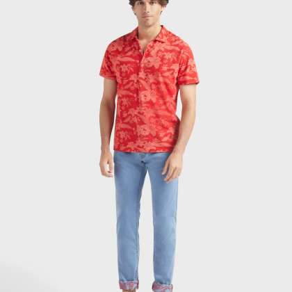 Vilebrequin - Baumwoll-polohemd Mit Lightening Flower-print Für Herren - Polohemd - Moussure - Rot - Größe M