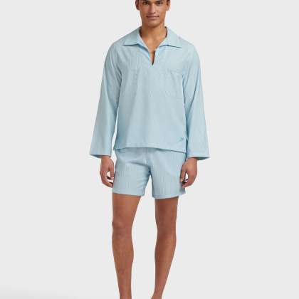 Vilebrequin - Figurbetontes Micro Rayures Cabanhemd Aus Wolle Für Herren - Hemd - Comores - Blau - Größe XXXL – Bild 3