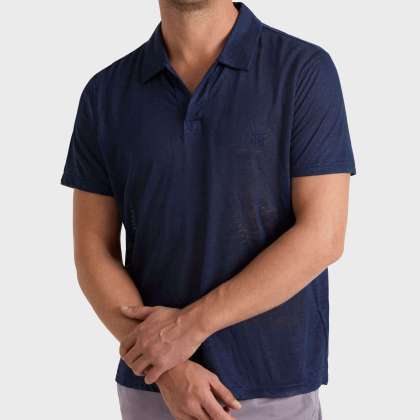 Vilebrequin - Einfarbiges Polohemd Aus Leinenjersey Für Herren - Polohemd - Pyramid - Blau - Größe L