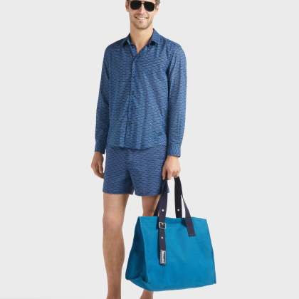 Vilebrequin - Kurze Fish Net Badeshorts Mit Flachem Bund Für Herren - Bademode - Menise - Blau - Größe XXL