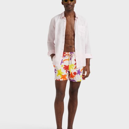 Vilebrequin - Kurze Spray Paint Stretch-badeshorts Für Herren - Vbq X Palm Angels - Bademode - Monrise - Rosa - Größe M – Bild 5