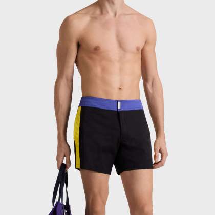 Vilebrequin - Color Block Stretch-badeshorts Mit Flachem Bund Für Herren - Bademode - Merle - Schwarz - Größe XXL – Bild 3