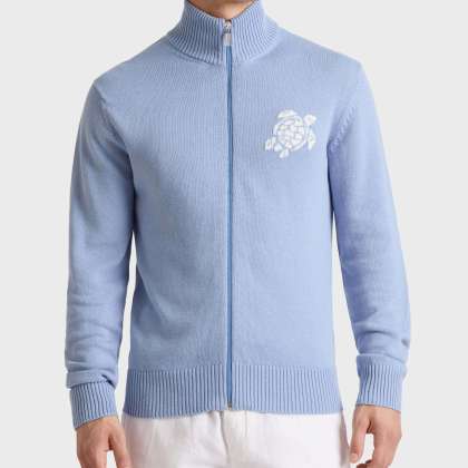 Vilebrequin - Turtle Pullover Mit Reißverschluss Aus Baumwolle Und Kaschmir Für Herren - Pullover - Petrus - Blau - Größe M – Bild 3