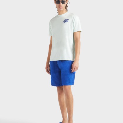 Vilebrequin - T-shirt Aus Bio-baumwolle Mit Aufgestickter Schildkröte Für Herren - T-shirt - Portisol - Blau - Größe L – Bild 5