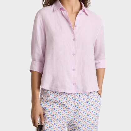 Vilebrequin - Damen-leinenbluse In Unifarben - Hemd - Laurane - Violett - Größe S – Bild 5