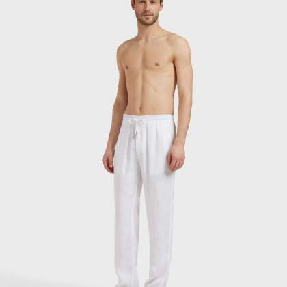 Vilebrequin - Solid Weite Leinenhose Für Herren - Hose - Pacha - Weiss - Größe XXXL – Bild 3