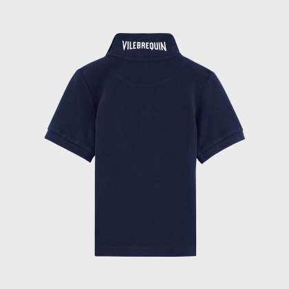 Vilebrequin - Solid Polohemd Aus Baumwollpikee Mit Changierendem Effekt Für Jungen - Polohemd - Pantin - Blau - Größe 2 – Bild 2