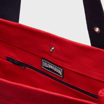 Vilebrequin - Große Einfarbige Strandtasche Aus Baumwolle - Strandtasche - Bagsu - Rot - Größe OSFA – Bild 3