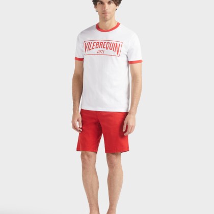 Vilebrequin - T-shirt Aus Leichtem Baumwolljersey Mit Zweifarbigem Logo Für Herren - T-shirt - Portisol - Rot - Größe XL – Bild 3