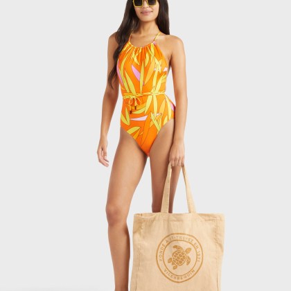 Vilebrequin - Rückenfreier Madrague Badeanzug Für Damen - Bademode - Hydra - Orange - Größe XL