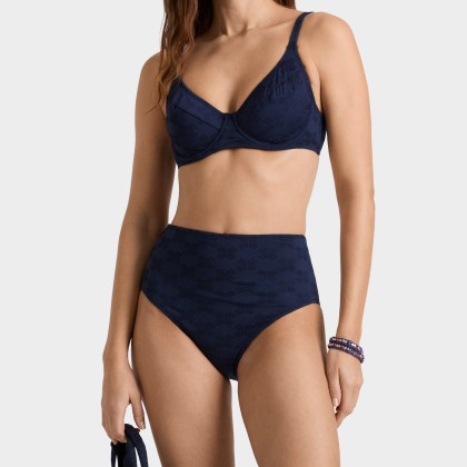 Vilebrequin - Turtle Monogram Bikinihose Mit Hohem Bund Aus Jacquard Für Damen - Bademode - Frosty - Blau - Größe S – Bild 3