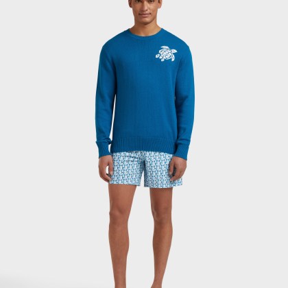 Vilebrequin - Turtle Rundhalspullover Aus Baumwolle Und Kaschmir Für Herren - Pullover - Rayol - Blau - Größe L – Bild 3