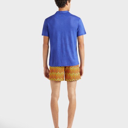 Vilebrequin - Einfarbiges Polohemd Aus Leinenjersey Für Herren - Polohemd - Pyramid - Blau - Größe 4XL – Bild 4