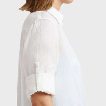 Vilebrequin - Solid Hemdkleid Aus Leinen Für Damen - Kleid Im Hemd-stil - Fragance - Weiss - Größe S – Bild 6