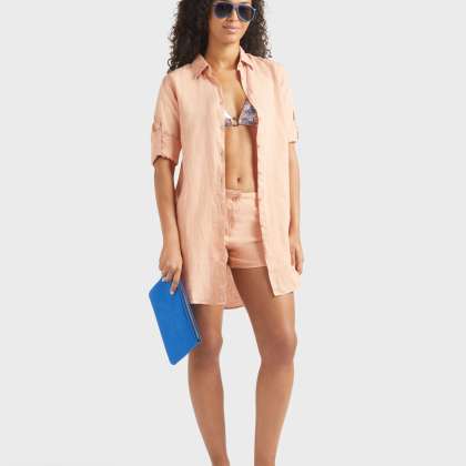 Vilebrequin - Solid Hemdkleid Aus Leinen Für Damen - Kleid Im Hemd-stil - Fragance - Rosa - Größe M – Bild 5