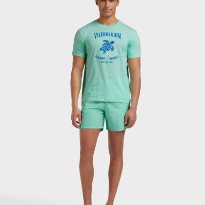 Vilebrequin - Baumwoll-t-shirt Mit Aufgedrucktem Kontrastlogo Aus Gummi Für Herren - T-shirt - Portisol - Grün - Größe M – Bild 3