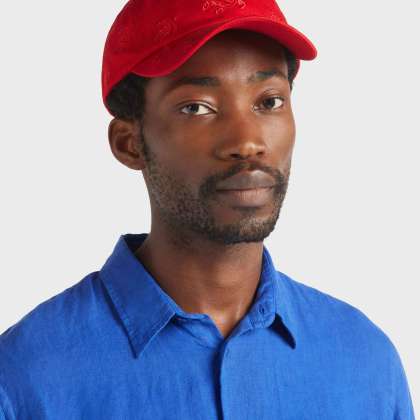 Vilebrequin - Bestickte Turtles All Over Schirmmütze - Mütze - Castle - Rot - Größe OSFA