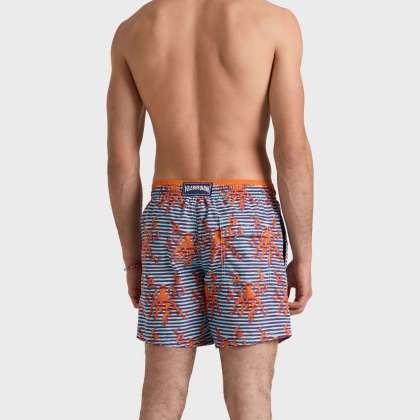 Vilebrequin - Zweifarbige Octopus Badeshorts Mit Streifen Für Herren - Bademode - Moka - Blau - Größe L