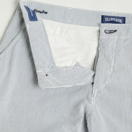 Vilebrequin - Seersucker Bermudashorts Aus Baumwolle Für Herren - Bermuda - Ponche - Blau - Größe 30 – Bild 6