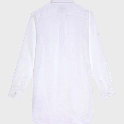 Vilebrequin - Vilebrequin Damen Leinenhemd Langarm Unifarben - Hemd - Fondant - Weiss - Größe L – Bild 2