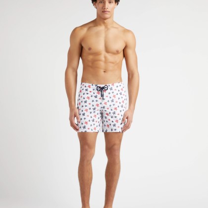 Vilebrequin - Micro Ronde Des Tortues Badeshorts Mit Stickerei Für Herren – Limitierte Serie - Bademode - Mistral - Weiss - Größe S