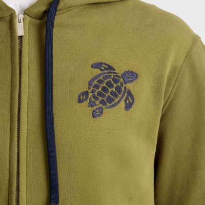 Vilebrequin - Baumwoll-cardigan Mit Durchgehendem Reißverschluss Und Großer Schildkrötenstickerei Für Herren - Sweatshirt - Malanti - Grün - Größe M – Bild 5