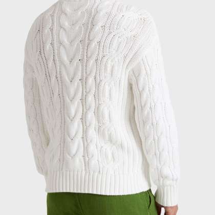 Vilebrequin - Herren Zopfmuster-baumwollpullover - Pullover - Philippe - Weiss - Größe L – Bild 4