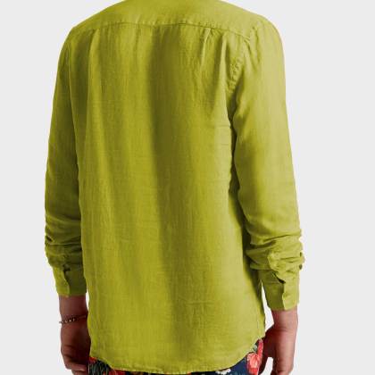 Vilebrequin - Einfarbiges Hemd Aus Leinen Für Herren - Hemd - Caroubis - Grün - Größe S – Bild 4