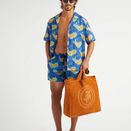 Vilebrequin - Bathymétrie Des Oceans St Barth Bowlinghemd Aus Leinen Für Herren - Hemd - Charli - Blau - Größe L – Bild 5