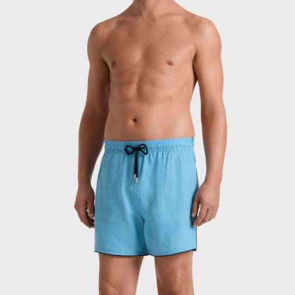 Vilebrequin - Solid Badeshorts Aus Leinen Für Herren - Bademode - Mallorca - Blau - Größe XXXL