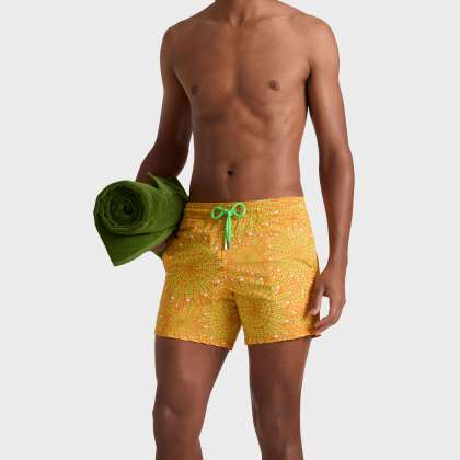 Vilebrequin - Kurze Mosaic Urchin Stretch-badeshorts Für Herren - Bademode - Monrise - Orange - Größe XXL – Bild 3