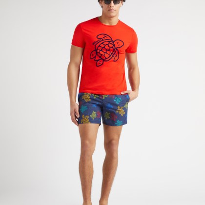 Vilebrequin - Ronde Des Tortues Tricot Badeshorts Für Herren – Vilebrequin X Falke - Bademode - Moorea - Blau - Größe XS – Bild 5