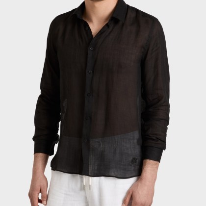 Vilebrequin - Solid Hemd Aus Ramie Für Herren - Hemd - Caracal - Schwarz - Größe S – Bild 3