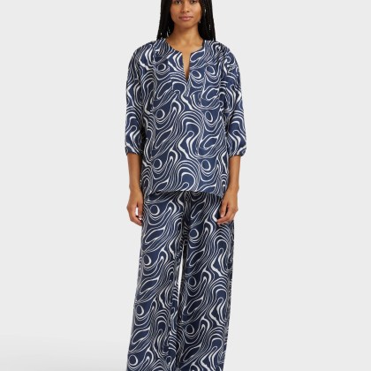 Vilebrequin - Waves Seidenhose Mit Weitem Bein Für Damen - Hose - Line - Blau - Größe L – Bild 3